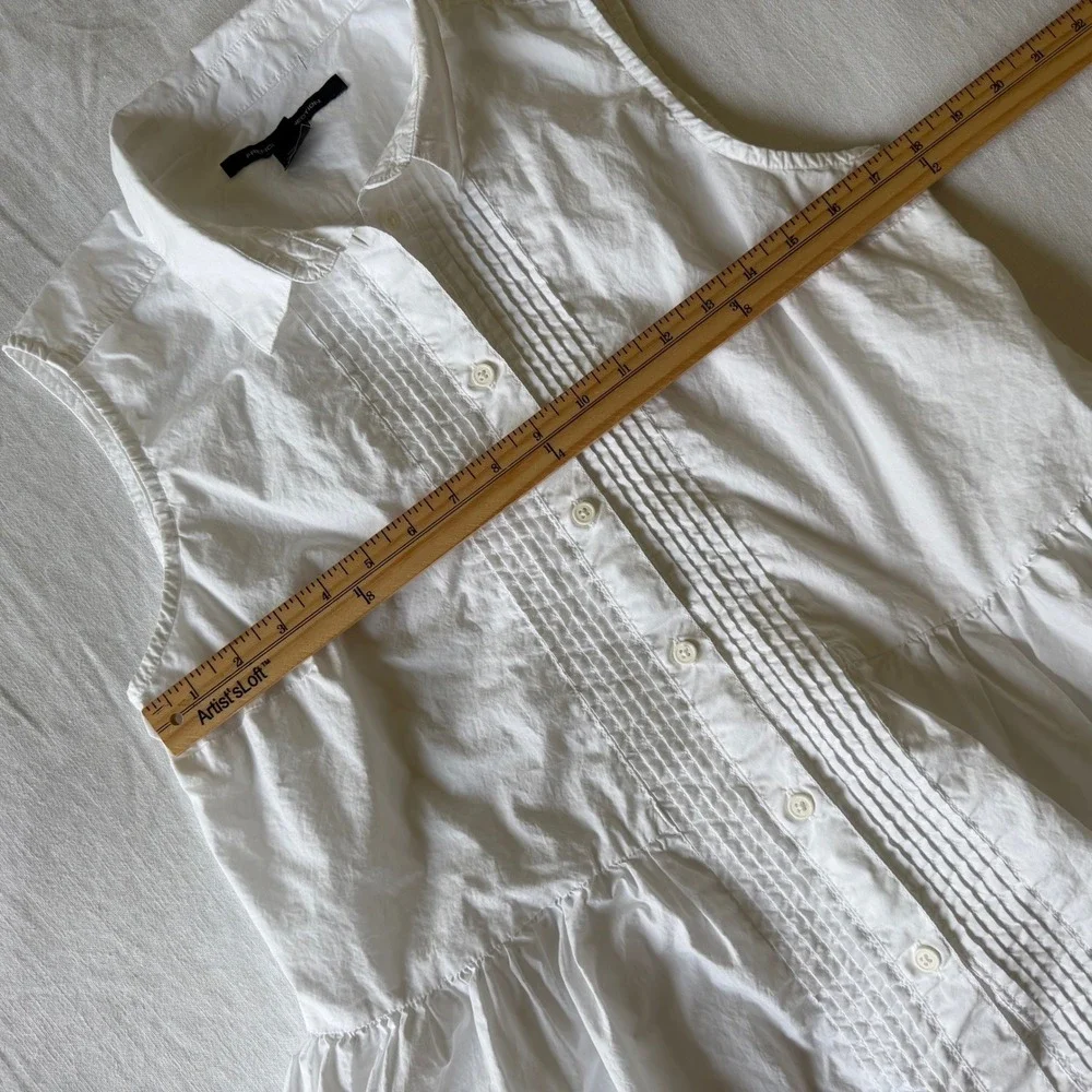Y2K‎ French Connection Babydoll Sleeveless Pleated Peplum Button Down Top Sz 8